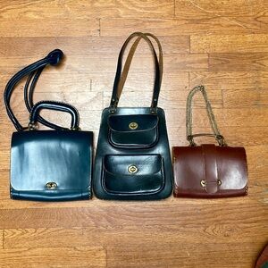 Rare Thomas Hird for The Villager - Leather Bag Set - two navy one brown